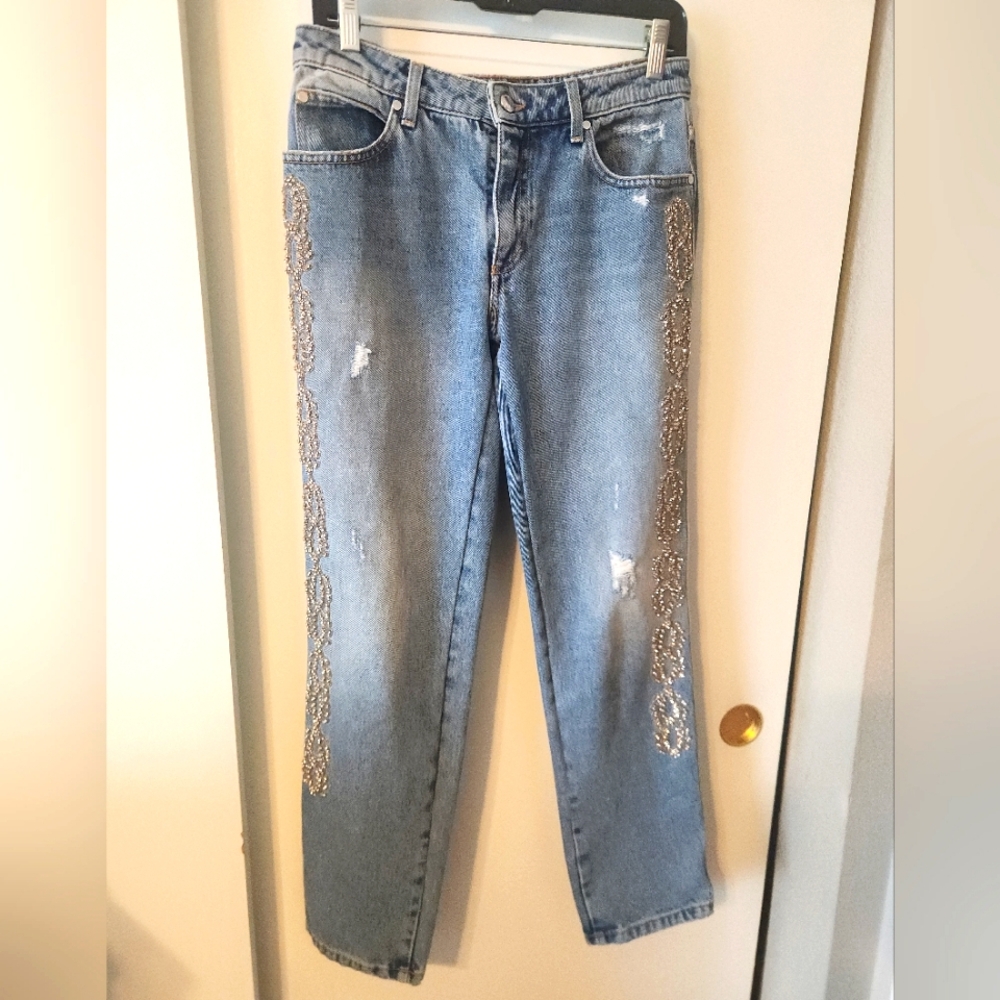 Ermanno Scervino Distressed Embellished Jeans Size 42